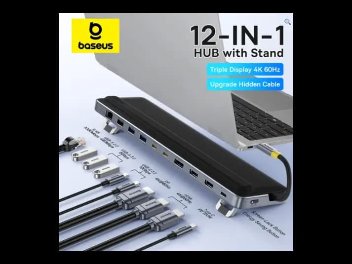 Baseus EliteJoy EH3 12-in-1 HUB – Space Grey – Model: B0114200 (2)