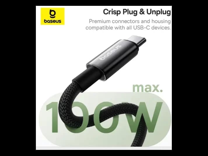 Baseus 1Meter Tungsten Gold Type-C to Type-C 100W Magnetic Charging Cable – Cluster Black – Model: P10319805111-00 (4)