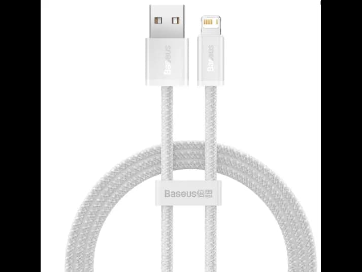 Baseus Dynamic Series 1 Meter USB to iP Fast Charging Data Cable 2.4A – White – CALD000402