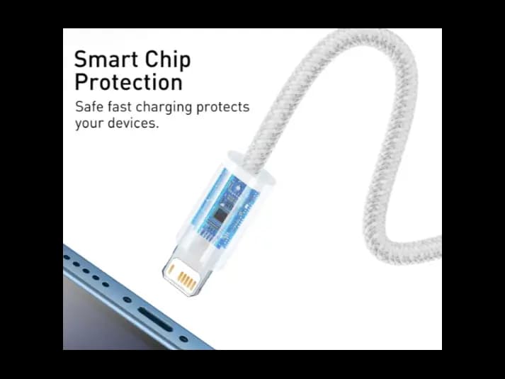 Baseus Dynamic Series USB to Lightning 2 Meter 2.4A Fast Charging Data Cable – White – CALD000502 (5)