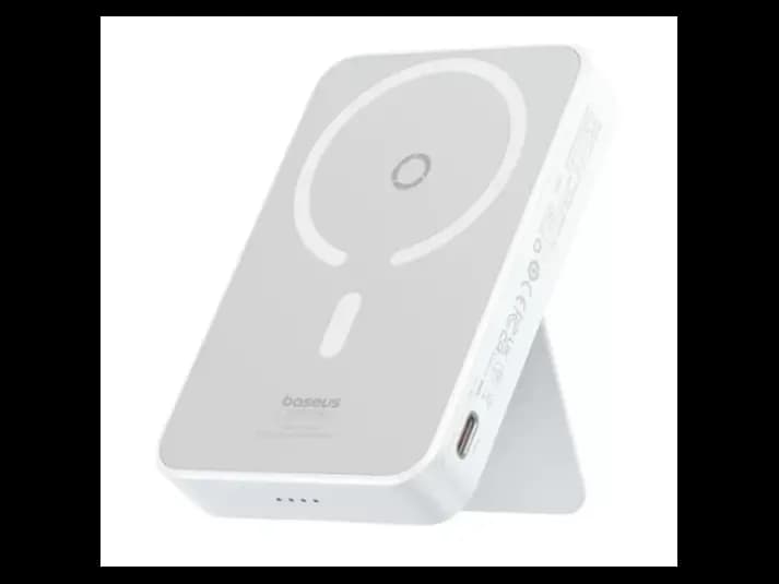 Baseus MagPro Magnetic Bracket Wireless Fast-Charging Power Bank 5000mAh 20W Stellar White(with Simply Series Charging Cable Type-C to Type-C (20V/3A) 30cm White) (1 Year Warranty) – P10064100222-00