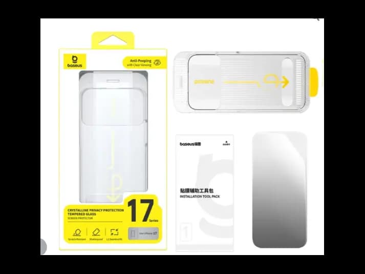 Baseus iPhone 17 Pro Max Crystalline HD Tempered Glass Screen Protector with Dustproof Installation Tray Clear – P0047702 (2)
