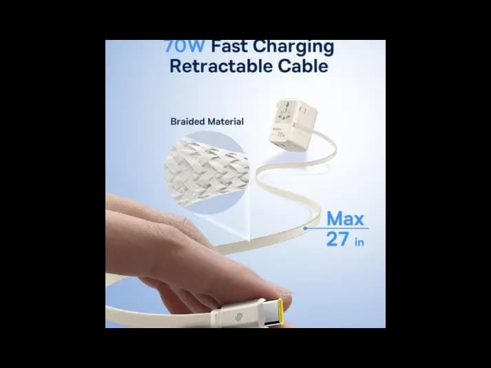 Baseus EnerCore 70W 6-in-1 Universal Travel Adapter with Retractable Cable – Off-White – CG11 – E0307E01 -1 Year Warranty – 1 Year Warranty (7)