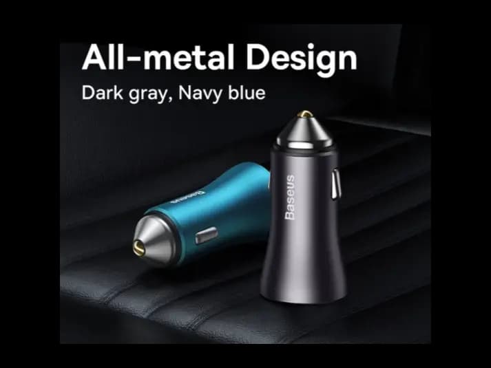 Baseus 60W Golden Contactor Max Dual Fast Car Charger – USB Type-C (Dark Gray) – Model: CGJM000113 (5)