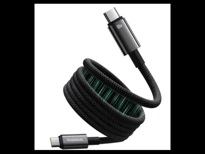 Baseus 1Meter Tungsten Gold Type-C to Type-C 100W Magnetic Charging Cable – Cluster Black – Model: P10319805111-00
