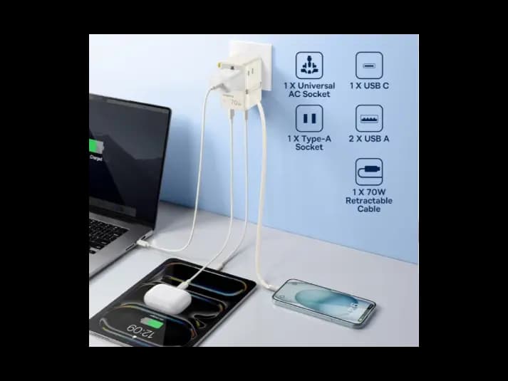 Baseus EnerCore 70W 6-in-1 Universal Travel Adapter with Retractable Cable – Off-White – CG11 – E0307E01 -1 Year Warranty – 1 Year Warranty (5)