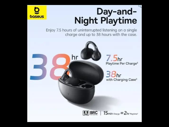 Baseus Bass BC1 Open-Ear True Wireless Earbuds (Clip-on Type) Cluster Black – A0102400 (6)
