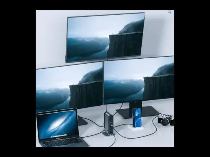 Baseus 17 Port Working Station Three-Screen Multifunctional Type-C HUB Adapter (US EU UK) Type-C to 3*HDMI up to 4K@30Hz/ 3*USB-A 3.0 (5Gbps)/2*USB 2.0 480Mbps /2*Type-C 3.0 (5Gbps)/1*RJ45 1000mbps / (2)