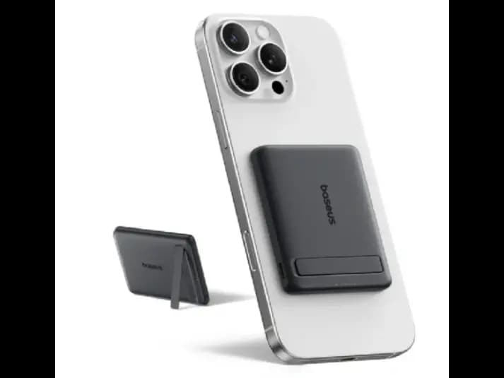 Baseus 5000mAh 20W Qi2 PicoGo AM31 Ultra-Mini Magnetic Power Bank with Kickstand Cosmic Black (with Braided Cable USB-C to USB-C 30cm Black) – P10081907123-00
