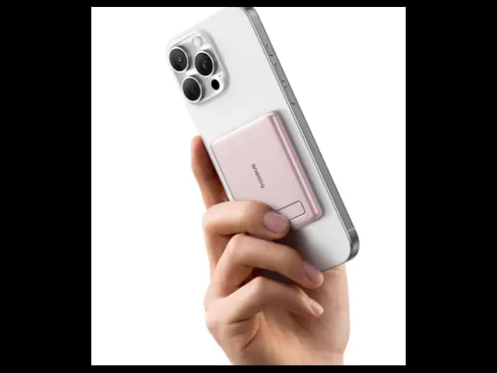 Baseus 5000mAh 20W Qi2 PicoGo AM31 Ultra-Mini Magnetic Power Bank with Kickstand Nebula Pink (with Braided Cable USB-C to USB-C 30cm Pink) -P1007680B453-00 (3)