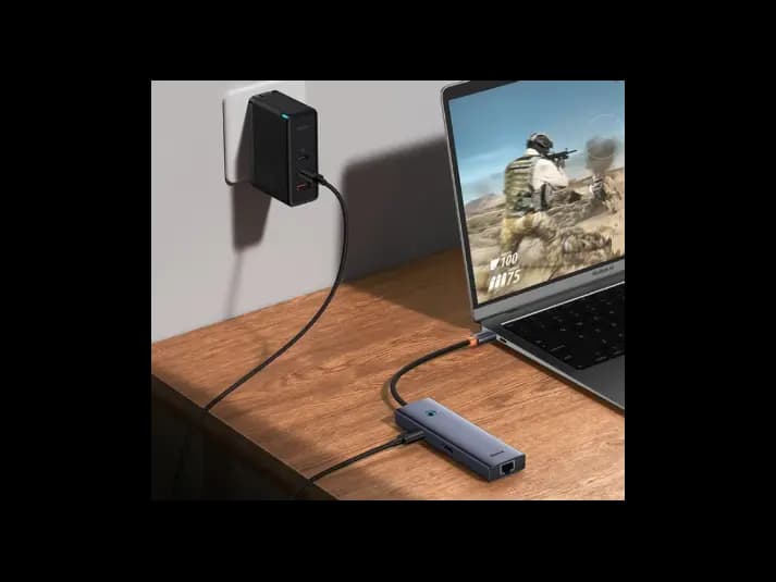 Baseus UltraJoy Series 10-Port HUB Docking Station – Space Grey (Type-C to HDMI4K@60Hz*1   VGA*1   USB 3.0*3   PD*1 RJ45*1   SD/TF*1   3.5mm*1) – B0005280C811-00 CAHUB-CV0G- 6 Months Warranty (2)