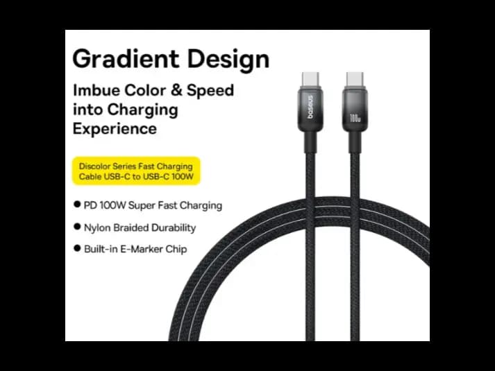 Baseus Discolor Series Fast Charging Cable USB-C to USB-C 100W 1m Cluster Black – P10374902111-00 (6)