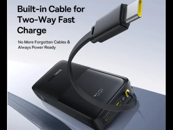 Baseus 20000mAh 20W Bipow 2 Digital Display Power Bank with Built-in Type-C Cable – Cluster Black – Model: P10077101113-01 (5)