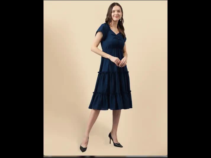 Women V-Neck Tiered Dress (5)