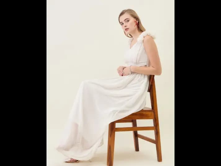 Women’s Fit & Flare Solid Cut Out Maxi Dress (4)