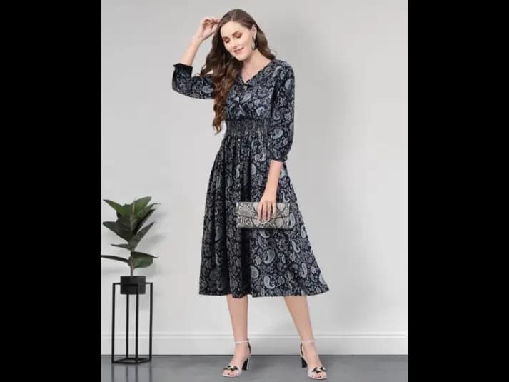 Women Paisley Print Fit & Flare Dress (2)