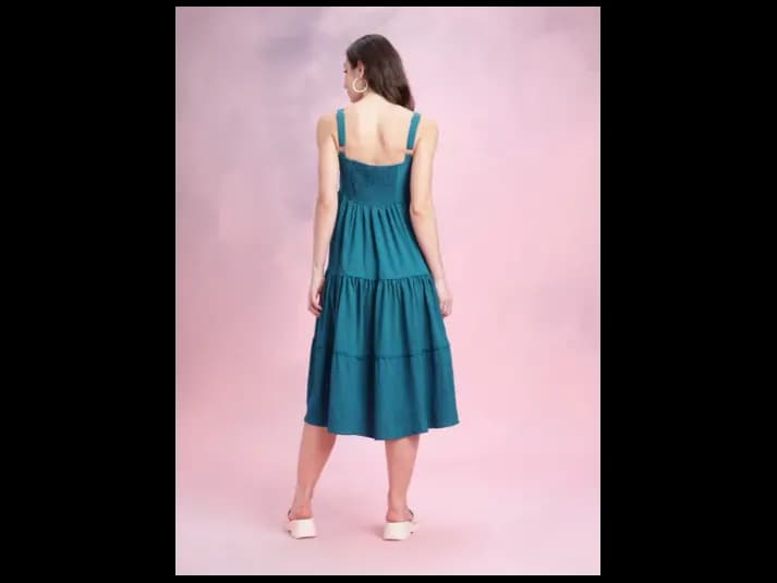 Floral Embroidered Tiered Fit & Flare Midi Dress (4)