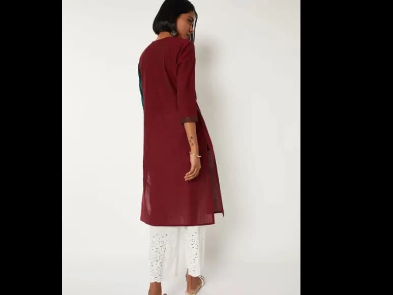 Women Colourblocked Daily Cotton Straight Kurta (4)