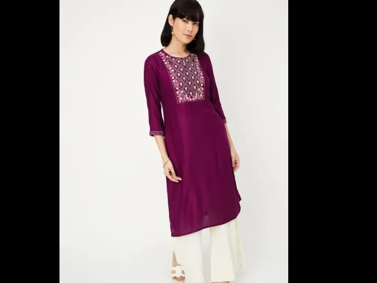 Embroidered Thread Work Straight Kurta (4)