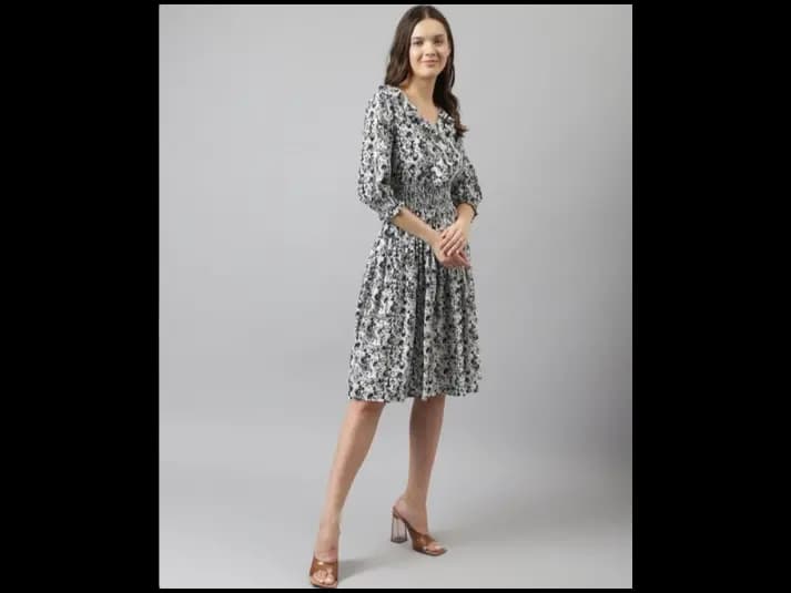 Women Printed Fit & Flare Dress (4)