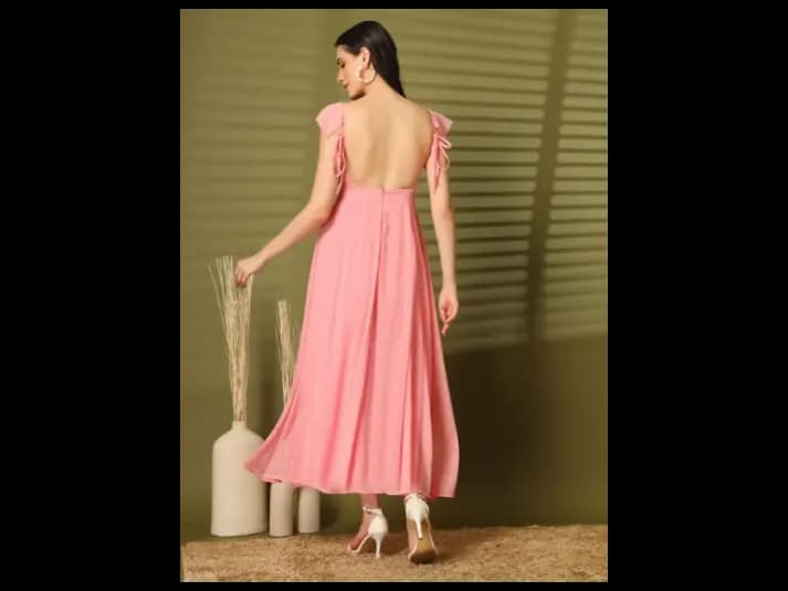Women Self Design Fit & Flare Maxi Dress (4)
