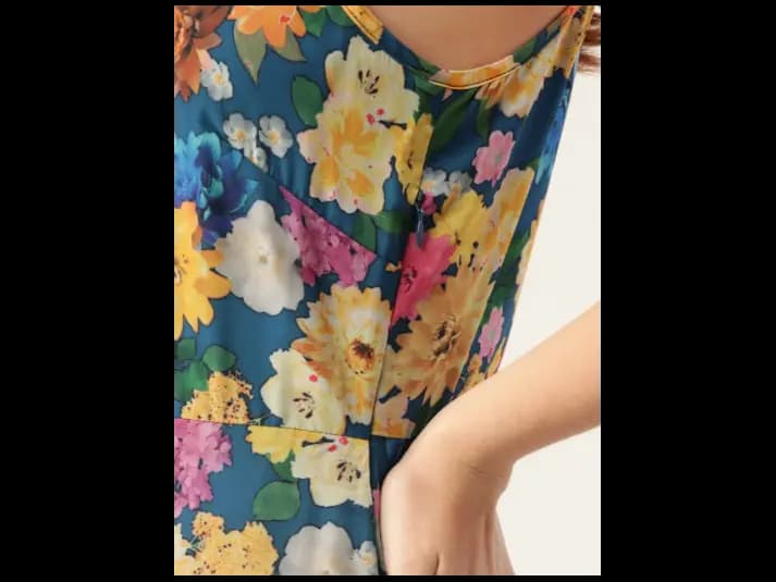 Blue & Yellow Floral Maxi Dress (5)