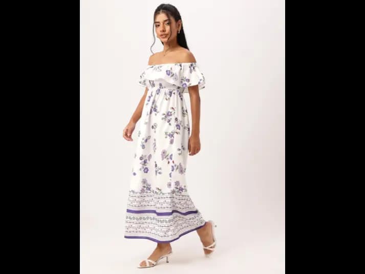 Holiday Chic Off-Shoulder Appeal Smocked Maxi Dress (2)