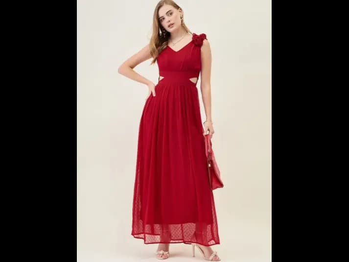 Georgette Fit & Flare Maxi Dress
