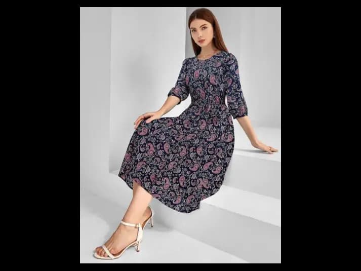 Paisley Print Fit & Flare Dress (3)