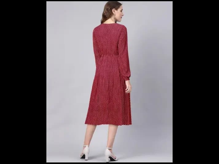 Polka-Dot Print Fit & Flare Dress (4)