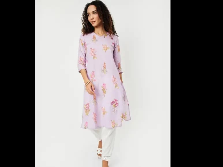 Floral Printed Cotton Straight Kurta (3)