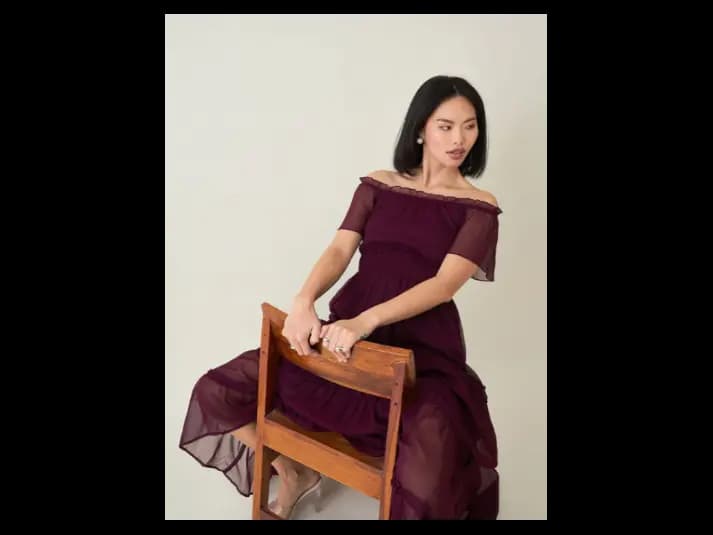 Women Off-Shoulder Chiffon Maxi Dress (4)