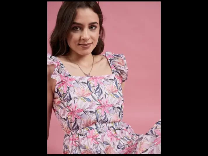 Floral Print Georgette Maxi Dress (5)