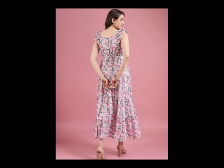Floral Print Georgette Maxi Dress (4)