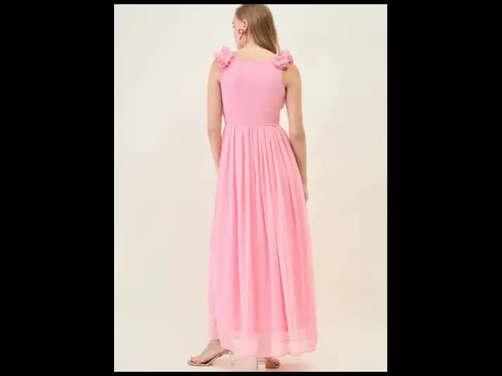 Self Design Georgette Fit & Flare Maxi Dress (3)