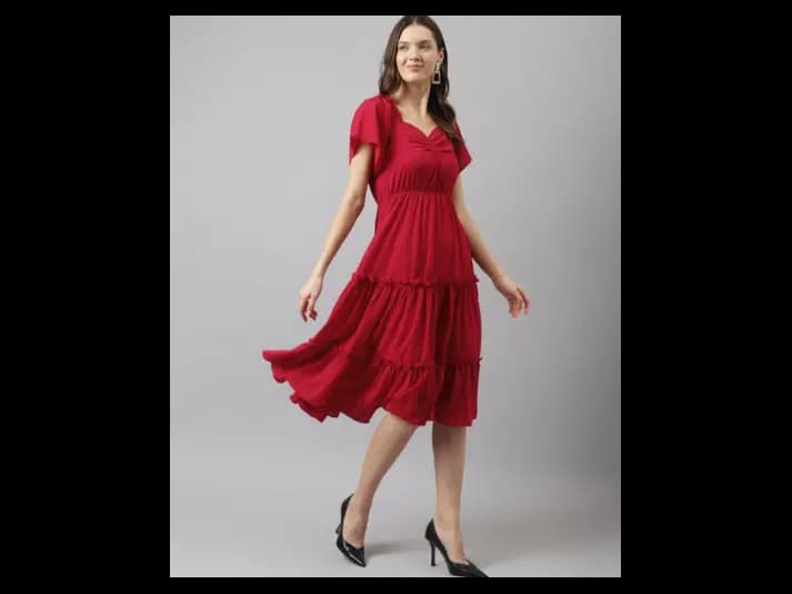 Fit & Flare Dress with Bell Sleeves (4)