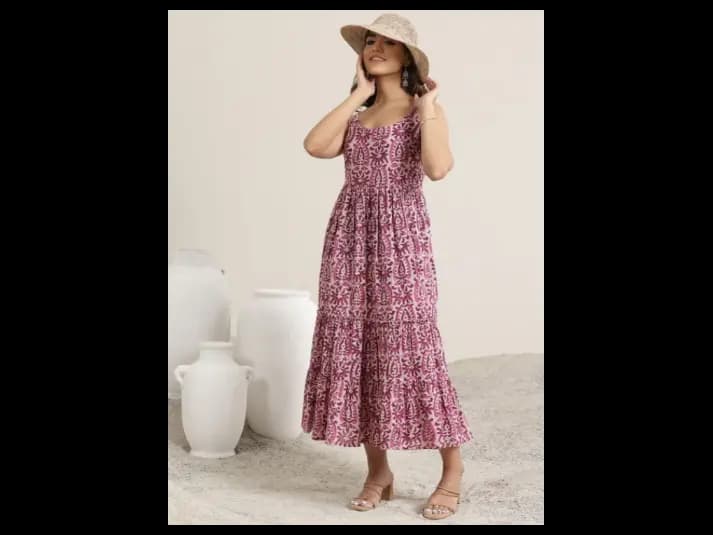Women Print Fit & Flare Midi Dress (2)