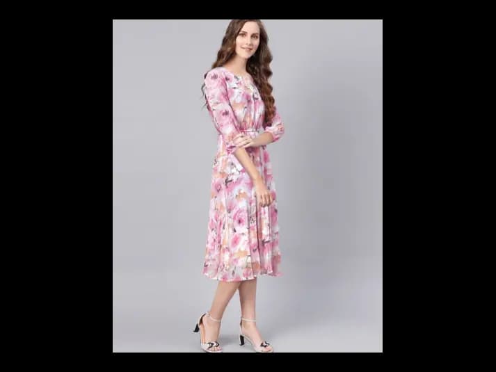 Floral Print Fit & Flare Dress (4)