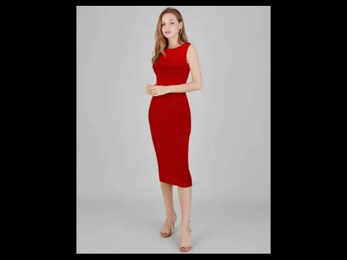 Women Round-Neck Bodycon Dress (2)