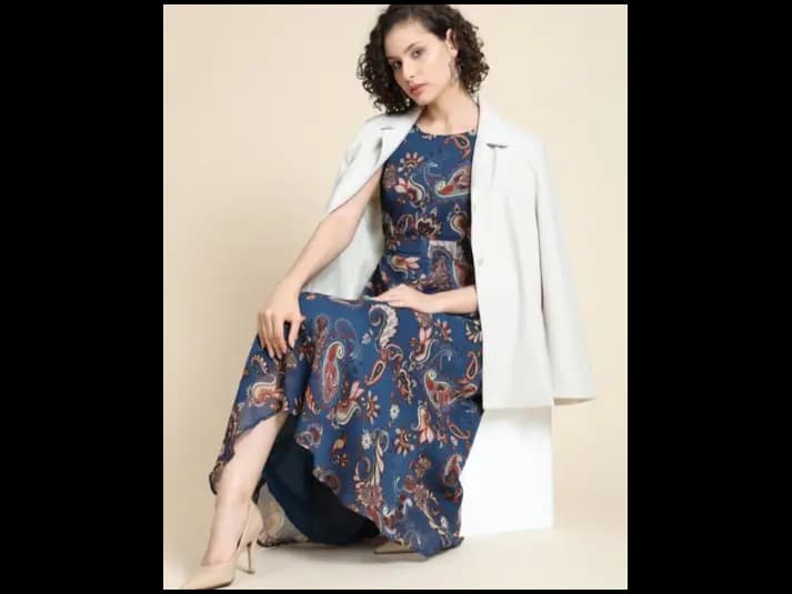 Paisley Print A-Line Dress (4)
