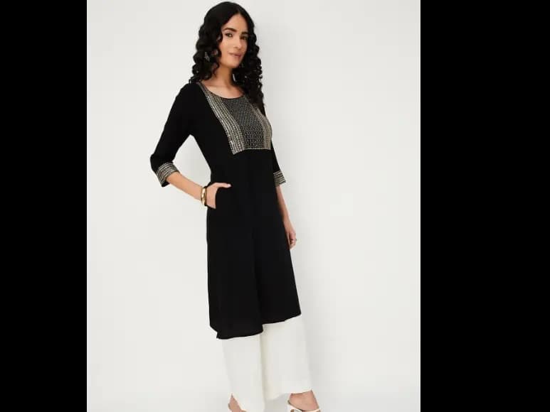 Women Geometric Embellished Kurta (2)