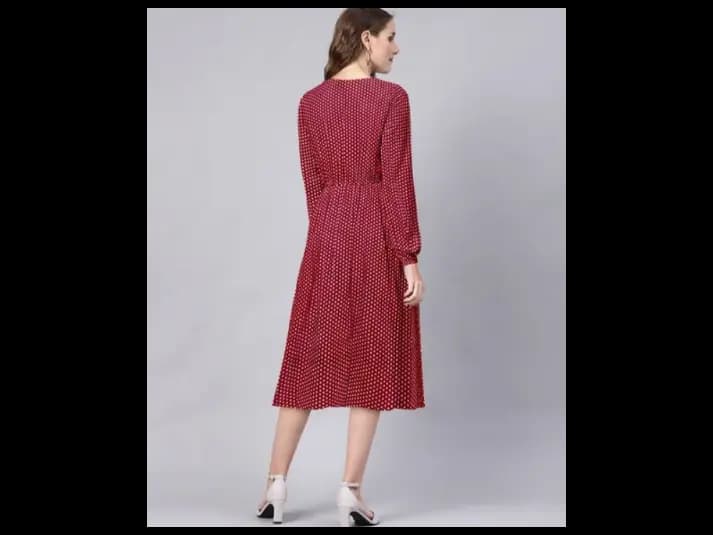 Polka-Dot Print Fit & Flare Dress (3)