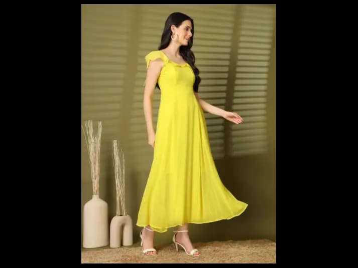 Women Fit & Flare Lace-Up Maxi Dress (3)