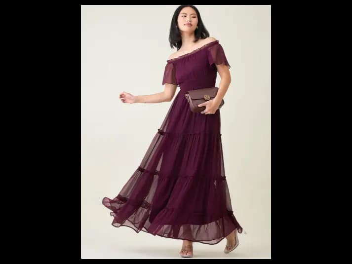 Women Off-Shoulder Chiffon Maxi Dress (2)