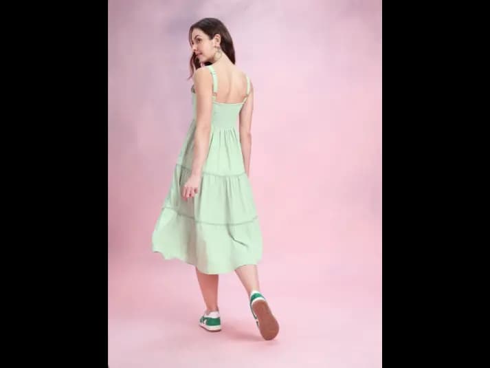 Floral Embroidered Tiered A-Line Midi Dress (4)