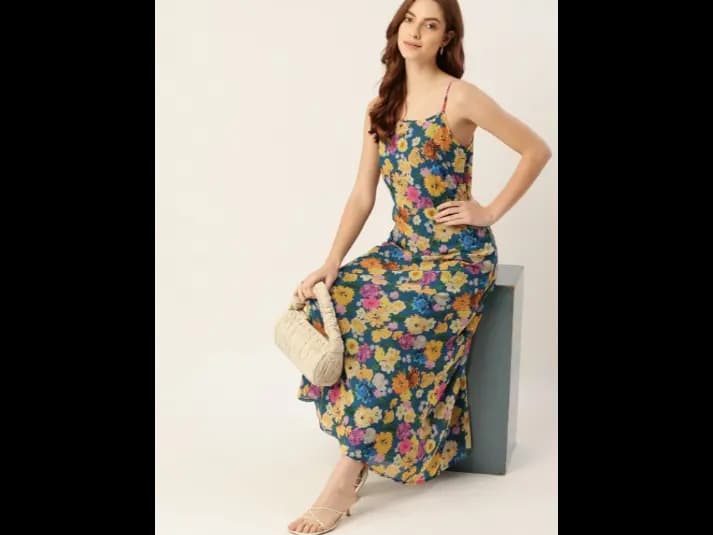 Blue & Yellow Floral Maxi Dress (3)
