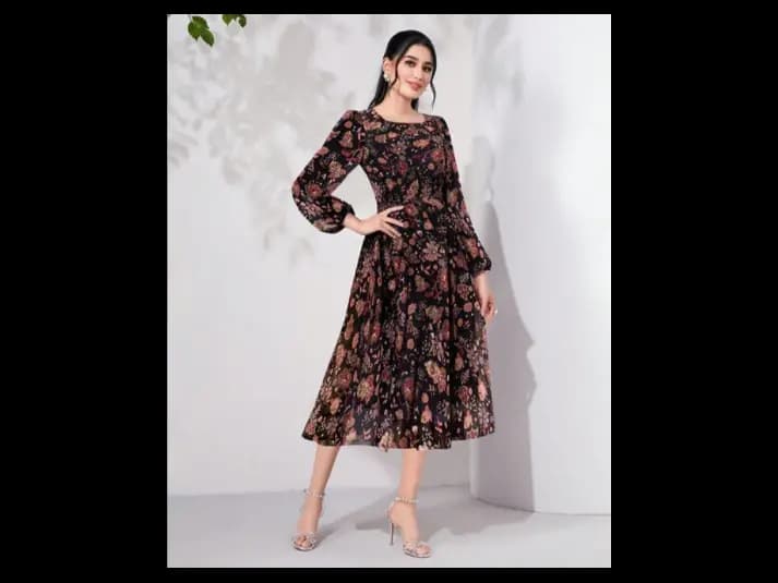Women Floral Print Fit & Flare Dress (3)