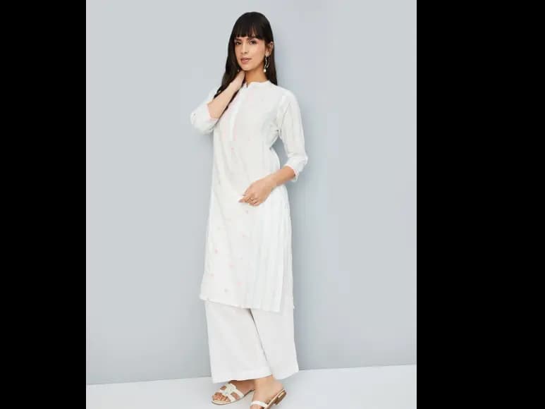 Striped Mandarin Collar Straight Kurta