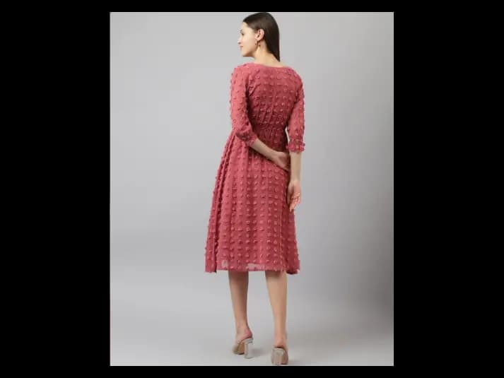 Round-Neck Fit & Flare Dress (5)