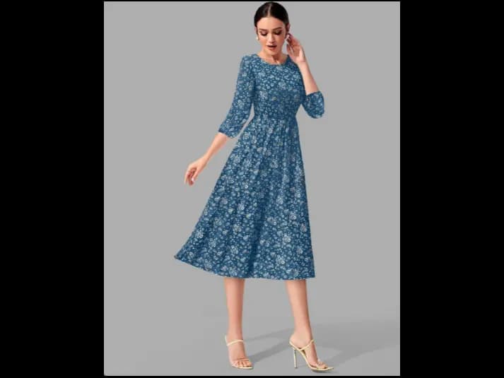 Women Floral Print Fit & Flare Dress (4)